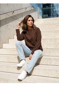 Sinsay - Bawełniana koszulka z gęstego splotu Interlock - brązowy. Kolor: brązowy. Materiał: bawełna. Wzór: ze splotem