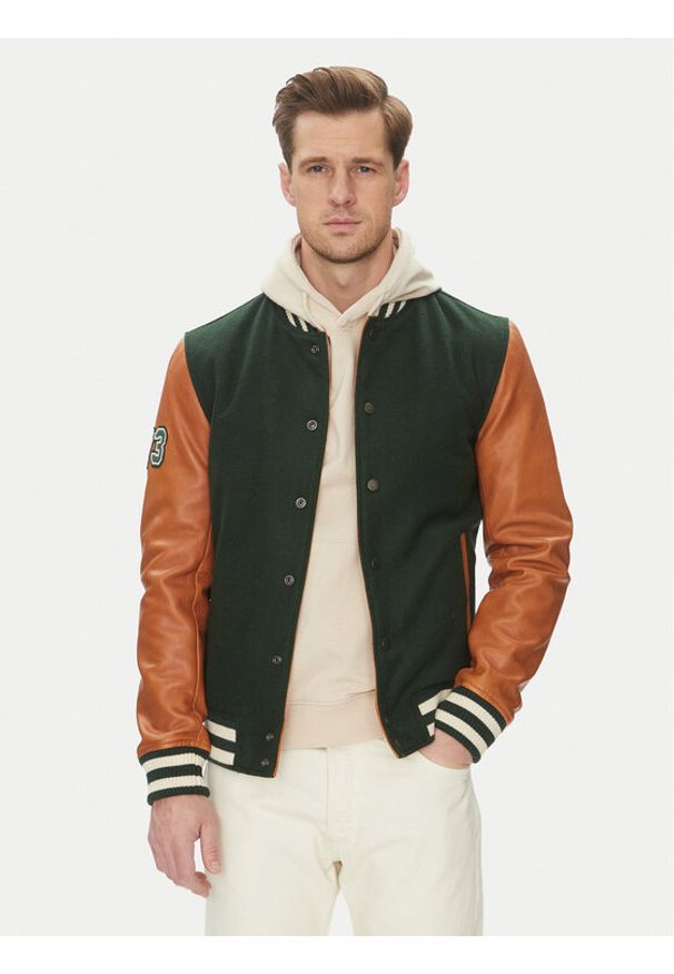 Serge Pariente Kurtka bomber Varsity Bomber Zielony Regular Fit. Kolor: zielony. Materiał: wełna, syntetyk