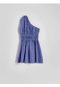 Reserved - Sukienka mini - niebieski. Kolor: niebieski. Materiał: tkanina, bawełna. Długość: mini