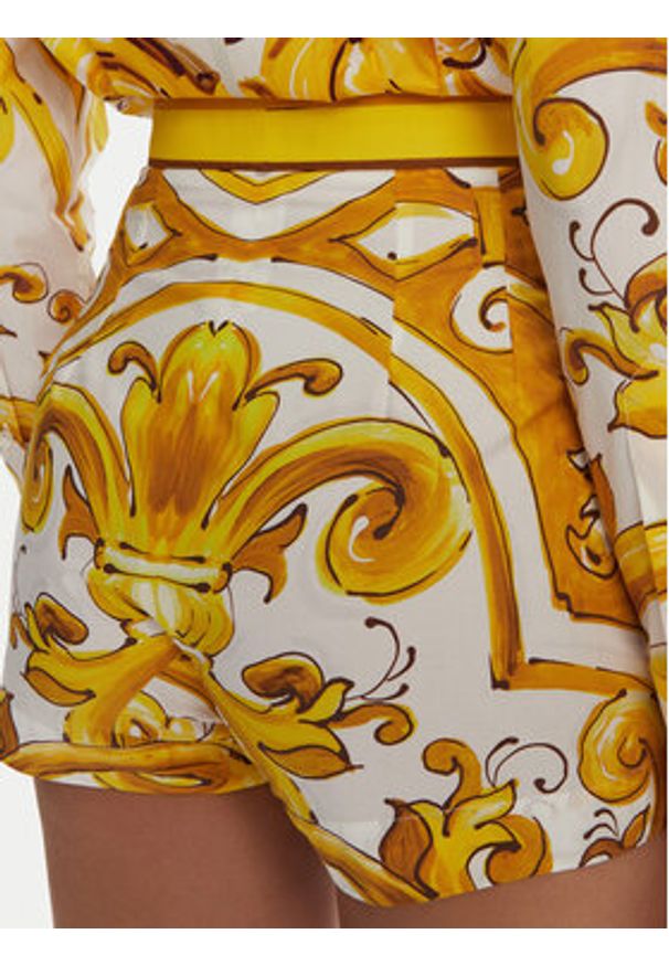 DOLCE & GABBANA - Dolce&Gabbana Szorty materiałowe FTBVIT FI5JV Żółty Regular Fit. Kolor: żółty. Materiał: bawełna