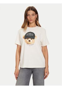 Guess T-Shirt V5BI09 I3Z14 Écru Relaxed Fit. Materiał: bawełna