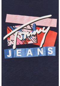 Tommy Jeans - T-shirt. Okazja: na co dzień. Kolor: niebieski. Materiał: bawełna, dzianina. Wzór: nadruk. Styl: casual #2