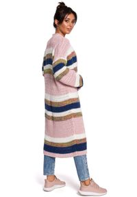 BE Knit - Kolorowy długi sweter kardigan narzutka z modnym splotem. Materiał: materiał, akryl. Długość rękawa: długi rękaw. Długość: długie. Wzór: ze splotem, kolorowy #2