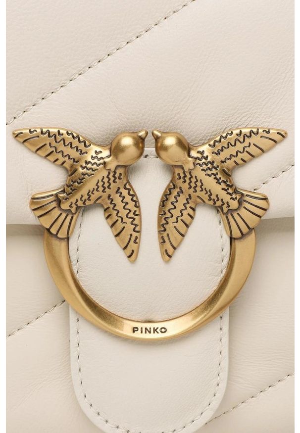 Pinko - PINKO Biała torebka damska Love Puff Classic. Kolor: biały. Materiał: skórzane
