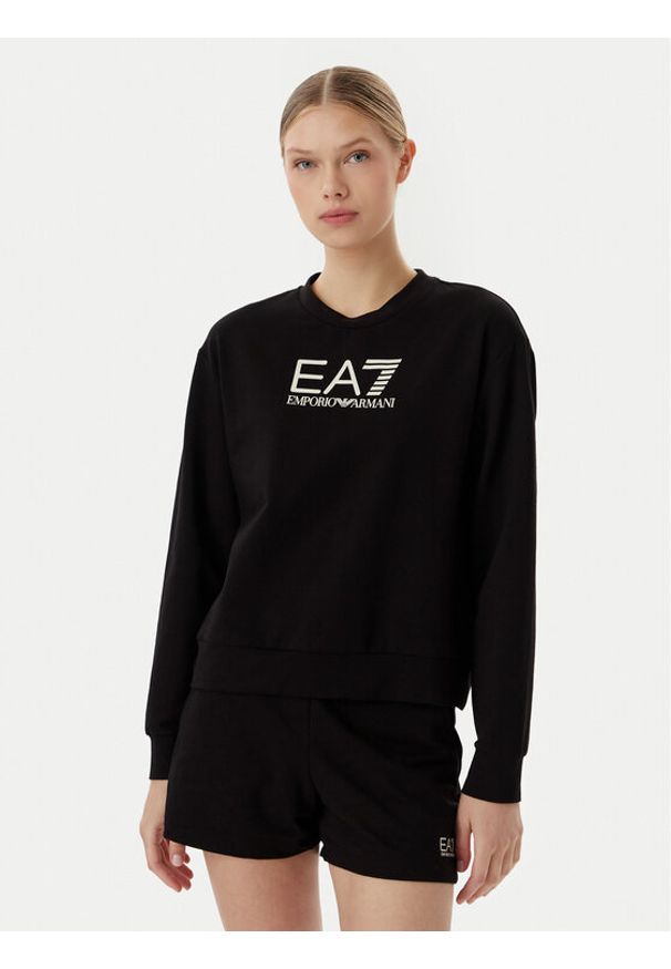 EA7 Emporio Armani Komplet bluza i szorty sportowe 7W000974 AF13135 UC001 Czarny Regular Fit. Kolor: czarny. Materiał: bawełna. Styl: sportowy