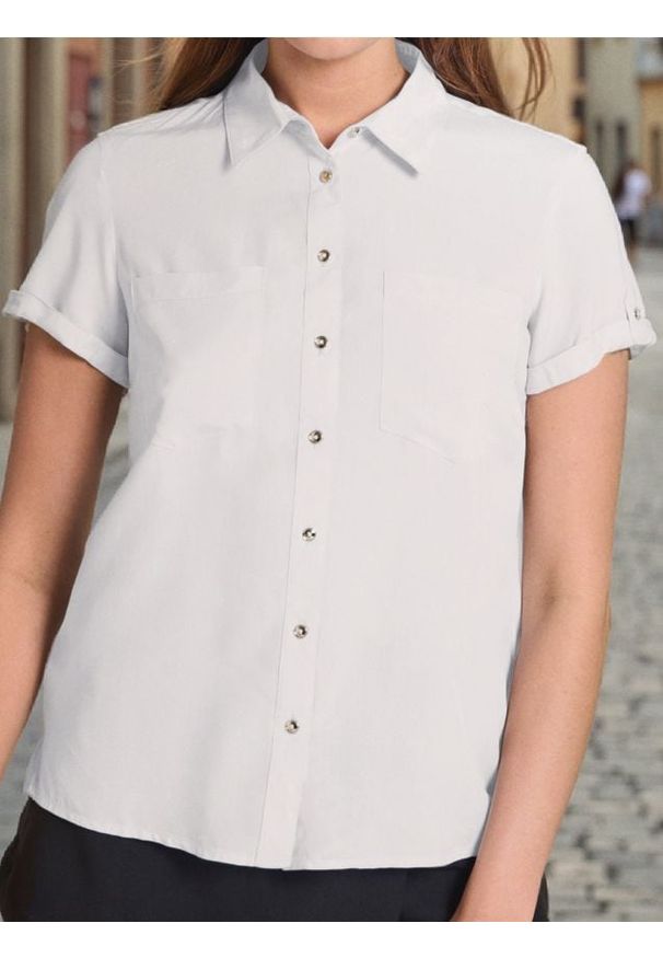 Sinsay - Wiskozowa koszula - biały. Kolor: biały. Materiał: wiskoza