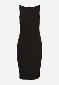 Born2be - Czarna Prążkowana Sukienka z Marszczeniami Ursola. Okazja: na co dzień. Kolor: czarny. Materiał: prążkowany. Wzór: prążki. Styl: elegancki, casual #2