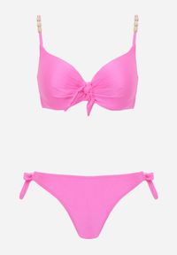 Born2be - Fuksjowe Bikini Biustonosz z Koralikami i Kokardą i Wiązane Figi Kąpielowe Raicine. Kolekcja: plus size. Kolor: różowy. Długość: długie #4
