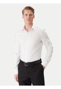 Calvin Klein Koszula LV019EU090 Biały Slim Fit. Kolor: biały. Materiał: bawełna #1