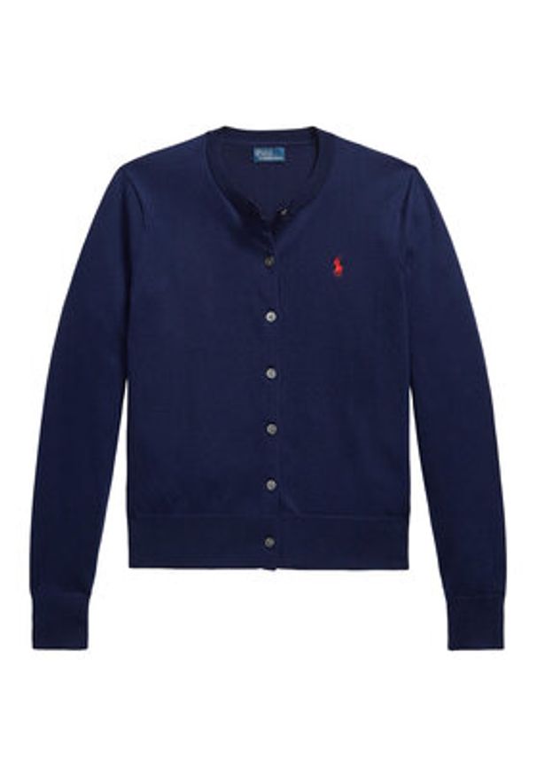Polo Ralph Lauren Kardigan 211971871004 Granatowy Slim Fit. Typ kołnierza: polo. Kolor: niebieski. Materiał: bawełna