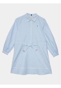 TOMMY HILFIGER - Tommy Hilfiger Sukienka koszulowa Ithaca Stripe Shirt Dress KG0KG07699 Niebieski Regular Fit. Kolor: niebieski. Materiał: bawełna. Typ sukienki: koszulowe