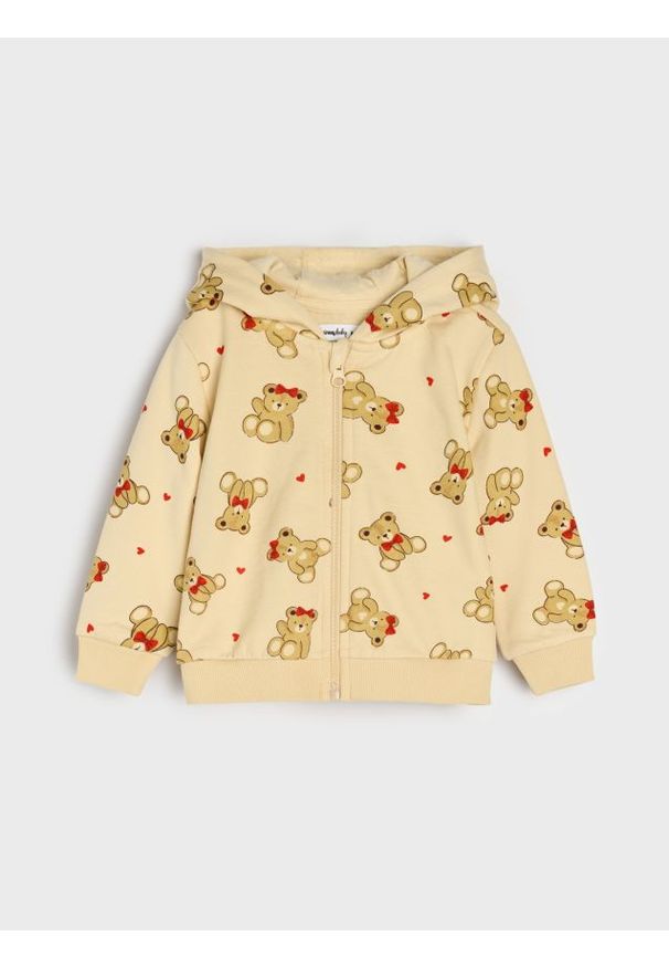 Sinsay - Bluza z kapturem w misie - kremowy. Typ kołnierza: kaptur. Kolor: kremowy