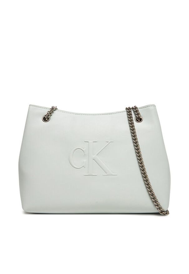 Calvin Klein Jeans Torebka Sculpted Chain Shoulder Bag LV04K3163G Szary. Kolor: szary. Materiał: skórzane