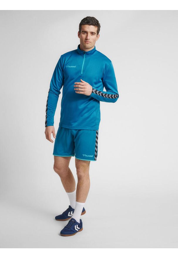 Bluza Hummel demi-zip hmlAUTHENTIC. Kolor: turkusowy, niebieski, wielokolorowy. Materiał: materiał. Sport: fitness