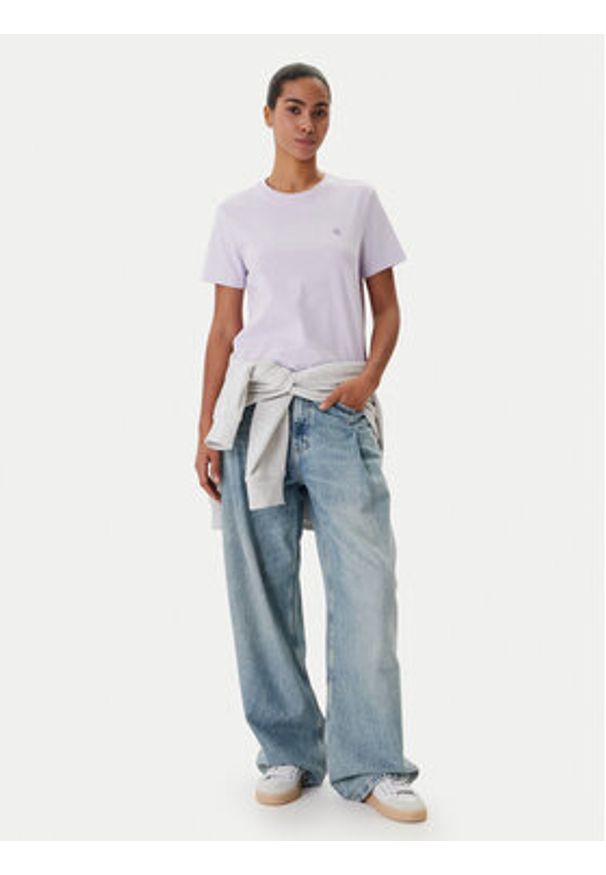 Calvin Klein Jeans T-Shirt Monogram LV047B224G Fioletowy Regular Fit. Kolor: fioletowy. Materiał: bawełna
