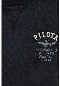 Aeronautica Militare bluza bawełniana męska kolor czarny gładka. Kolor: czarny. Materiał: bawełna. Wzór: gładki #3