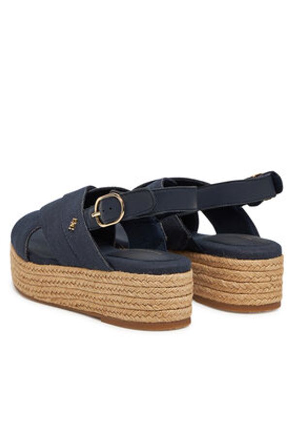 TOMMY HILFIGER - Tommy Hilfiger Espadryle Denim Espadrille Platform Sandal FW0FW08669 Granatowy. Kolor: niebieski. Materiał: materiał. Obcas: na platformie