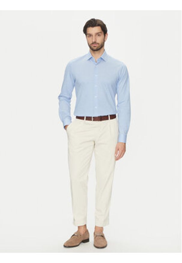 Michael Kors Koszula MD0MD91392 Błękitny Slim Fit. Kolor: niebieski. Materiał: bawełna
