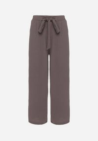 Born2be - Ciemnoszare Szerokie Spodnie z Wiskozą Wiązane w Pasie Zilenna. Okazja: na co dzień. Kolor: szary. Materiał: wiskoza. Styl: klasyczny, casual, elegancki #7
