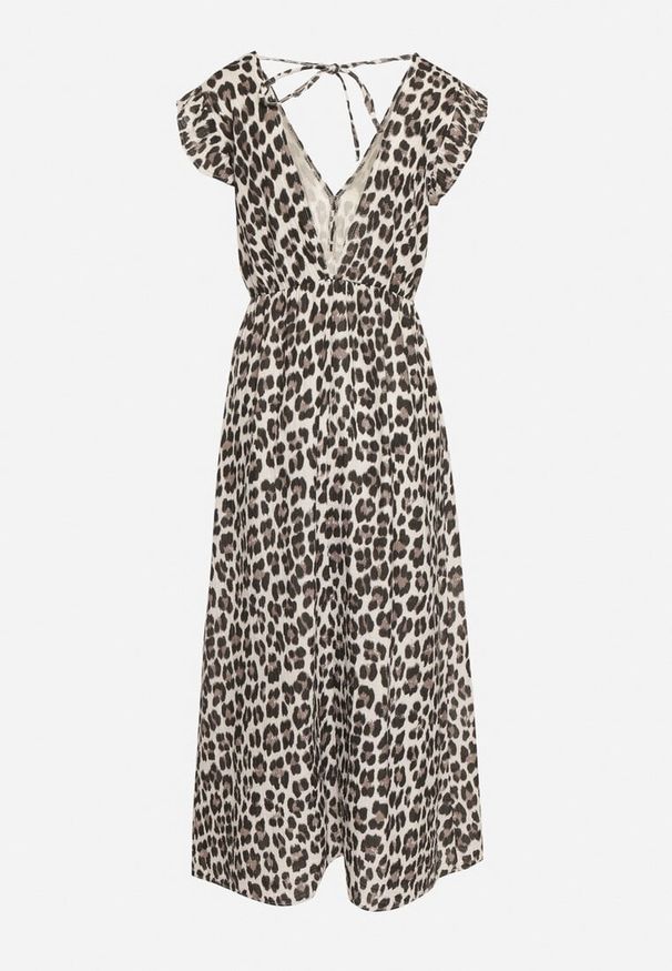 Born2be - Brązowa Bawełniana Sukienka Boho Wiązana z Tyłu Brynivia. Okazja: na spacer, na co dzień. Kolor: brązowy. Materiał: bawełna. Długość rękawa: krótki rękaw. Typ sukienki: proste. Styl: boho