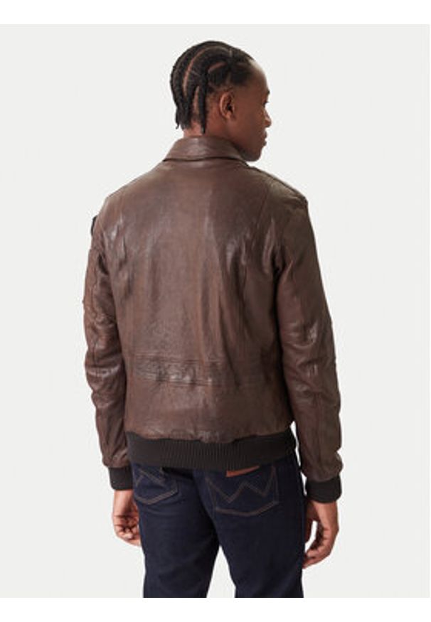 Aeronautica Militare Kurtka skórzana 252PN0846U100839 Brązowy Regular Fit. Kolor: brązowy. Materiał: skóra