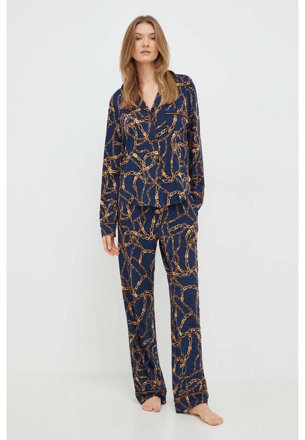 DKNY - Dkny piżama damska kolor granatowy. Kolor: niebieski