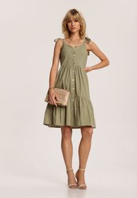 Renee - Zielona Sukienka Corirea. Kolor: zielony. Długość rękawa: na ramiączkach. Długość: mini #2