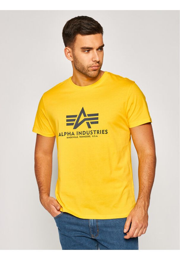 Alpha Industries T-Shirt Basic 100501 Żółty Regular Fit. Kolor: żółty. Materiał: bawełna