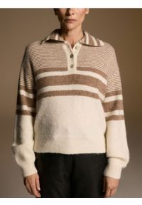 Reserved - Sweter z kołnierzykiem - złamana biel. Materiał: wełna, dzianina #1