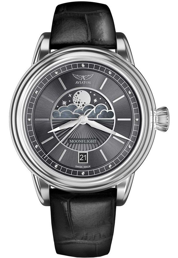 AVIATOR - Zegarek damski Aviator V.1.33.0.254.4.BM czarny. Kolor: czarny