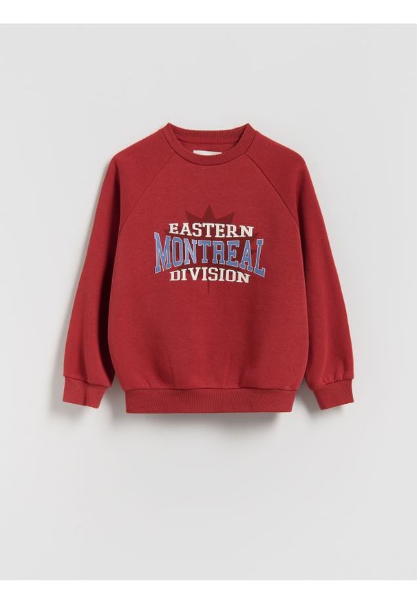 Reserved - Bluza z nadrukiem - czerwony. Kolor: czerwony. Materiał: bawełna, dzianina. Wzór: nadruk