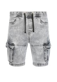 Ombre Clothing - Krótkie spodenki męskie jeansowe - szare V4 W362 - XXL. Kolor: szary. Materiał: jeans. Długość: krótkie