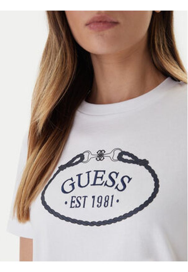 Guess T-Shirt V6RI04 K8FQ4 Biały Regular Fit. Kolor: biały. Materiał: bawełna