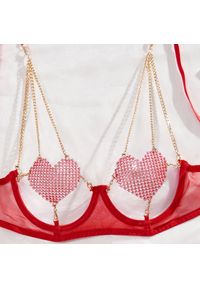 Intica - Komplet bielizny z serduszkami i łańcuszkiem elegancki zestaw Parashkeva. Kolor: czerwony. Materiał: materiał #2