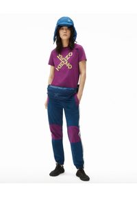 Kenzo - KENZO - Bawełniana koszulka z neonowym logo. Kolor: różowy, wielokolorowy, fioletowy. Materiał: bawełna. Wzór: nadruk. Styl: klasyczny #3