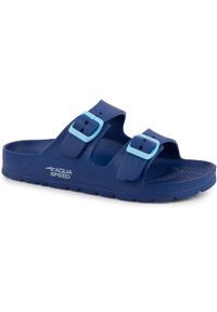 Klapki dziecięce na basen regulowane klamry Aqua Speed. Kolor: niebieski. Styl: sportowy