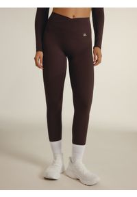 4f - 4F Legginsy treningowe damskie 4F x Anna Lewandowska - brązowe M. Stan: podwyższony. Kolor: brązowy. Materiał: materiał, skóra. Długość: długie. Sport: joga i pilates, fitness #2