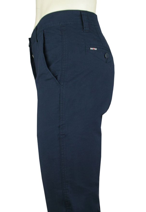 Wiosenno-Letnie, Bawełniane Spodnie (Chinos) - Pako Jeans - Granatowe. Kolor: niebieski. Materiał: bawełna, elastan. Sezon: lato, wiosna