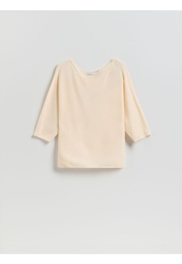 Reserved - Sweter z wiskozą - kremowy. Kolor: kremowy. Materiał: wiskoza