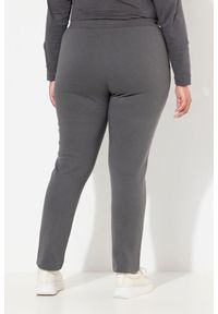 ULLA POPKEN - Damskie Spodnie dresowe miękki materiał wewnętrzny elastyczna gumka w pasie. Kolekcja: plus size. Kolor: szary. Materiał: bawełna, elastan, materiał