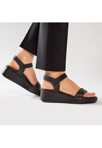 ecco - ECCO Sandały Flowt Wedge Lx W 27330351052 Czarny. Kolor: czarny. Materiał: nubuk, skóra #4