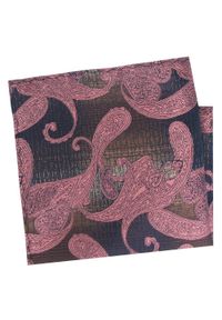 Poszetka Męska, Elegancka - Alties - Duże, Różowe Paisley. Kolor: różowy. Materiał: poliester. Wzór: paisley
