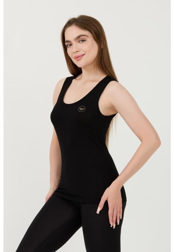 Emporio Armani - EMPORIO ARMANI Czarny damski top, Rozmiar S. Kolor: czarny