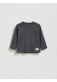 Reserved - Bawełniany longsleeve - ciemnoszary. Kolor: szary. Materiał: bawełna. Długość rękawa: długi rękaw