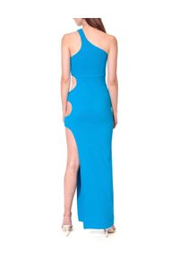 AGGI - Niebieska sukienka maxi Flavia. Kolor: niebieski. Materiał: bawełna. Długość rękawa: na ramiączkach. Typ sukienki: dopasowane, asymetryczne. Długość: maxi #3
