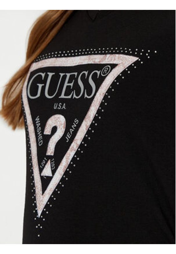 Guess T-Shirt W5RI21 J1314 Czarny Regular Fit. Kolor: czarny. Materiał: bawełna