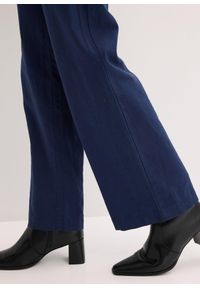 bonprix - Spodnie z mieszanki lnu i bawełny. Kolor: niebieski. Materiał: bawełna, len #2