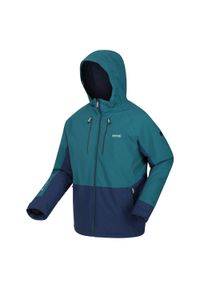 Highton Stretch III Regatta męska turystyczna kurtka z membraną. Kolor: zielony, niebieski, wielokolorowy, turkusowy. Sport: turystyka piesza #1