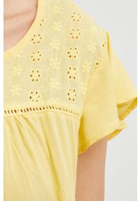 Answear Lab bluzka bawełniana kolor żółty. Okazja: na co dzień. Kolor: żółty. Materiał: bawełna. Długość rękawa: krótki rękaw. Długość: krótkie. Styl: wakacyjny #2