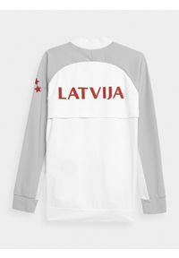 4f - Bluza męska Łotwa - Tokio 2020. Typ kołnierza: kołnierzyk stójkowy. Kolor: biały. Materiał: dzianina, materiał. Długość rękawa: raglanowy rękaw. Wzór: nadruk. Sezon: lato #2